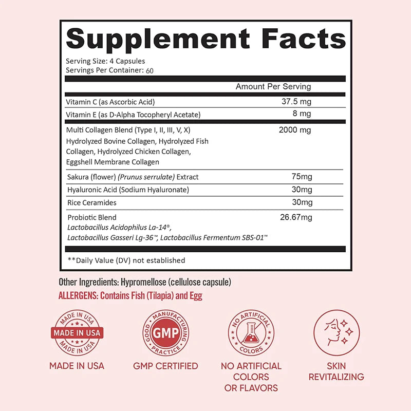 Women's Probiotic Capsules for Vaginal Health – pH Balance, Hyaluronic Acid & Vitamin C – 60 Capsules